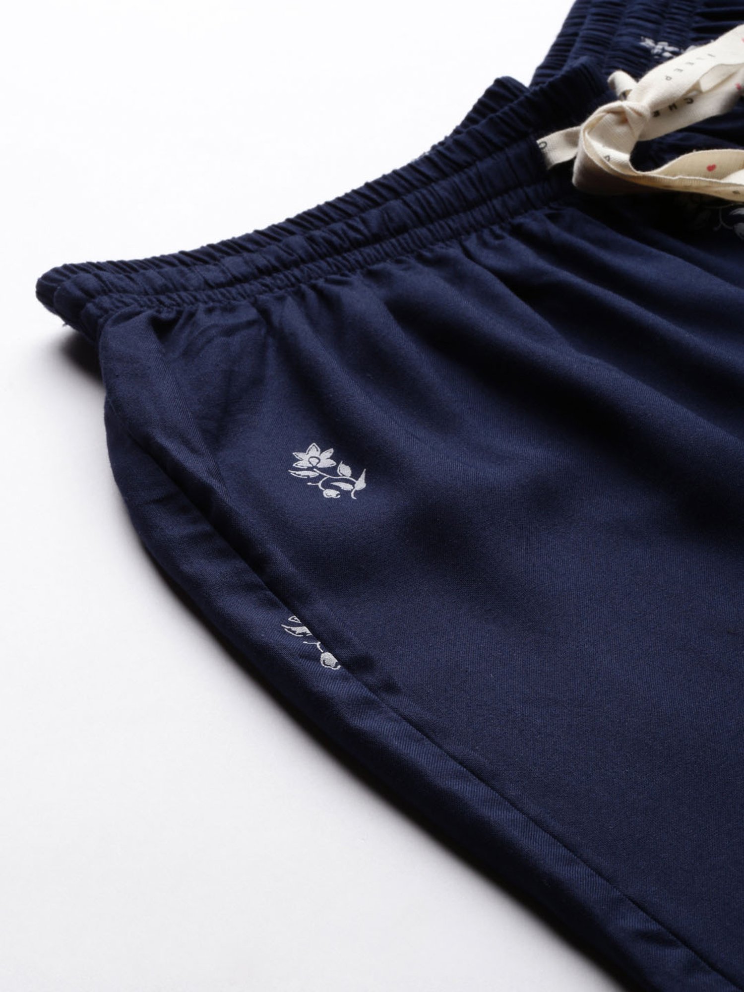 Chemistry Navy Embroidered Top With Capris Set