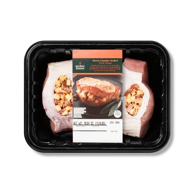 Bacon Cheddar Stuffed Pork Chops - 1.24lbs - Archer Farms™