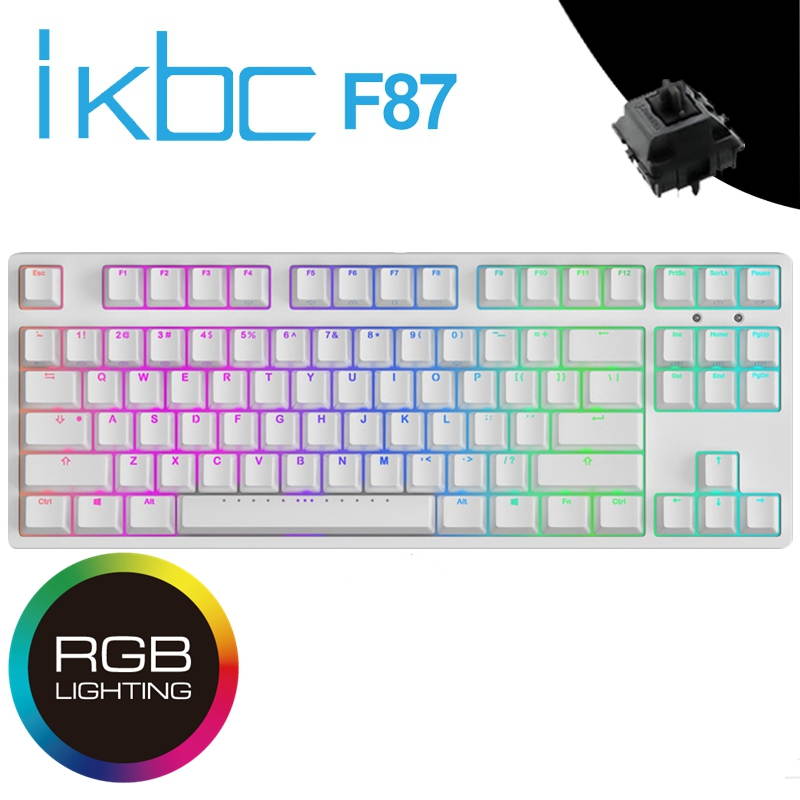 iKBC F87 RGB TKL Mechanical Keyboard with Cherry MX Brown Switch, Black PBT Double Shot Keycap