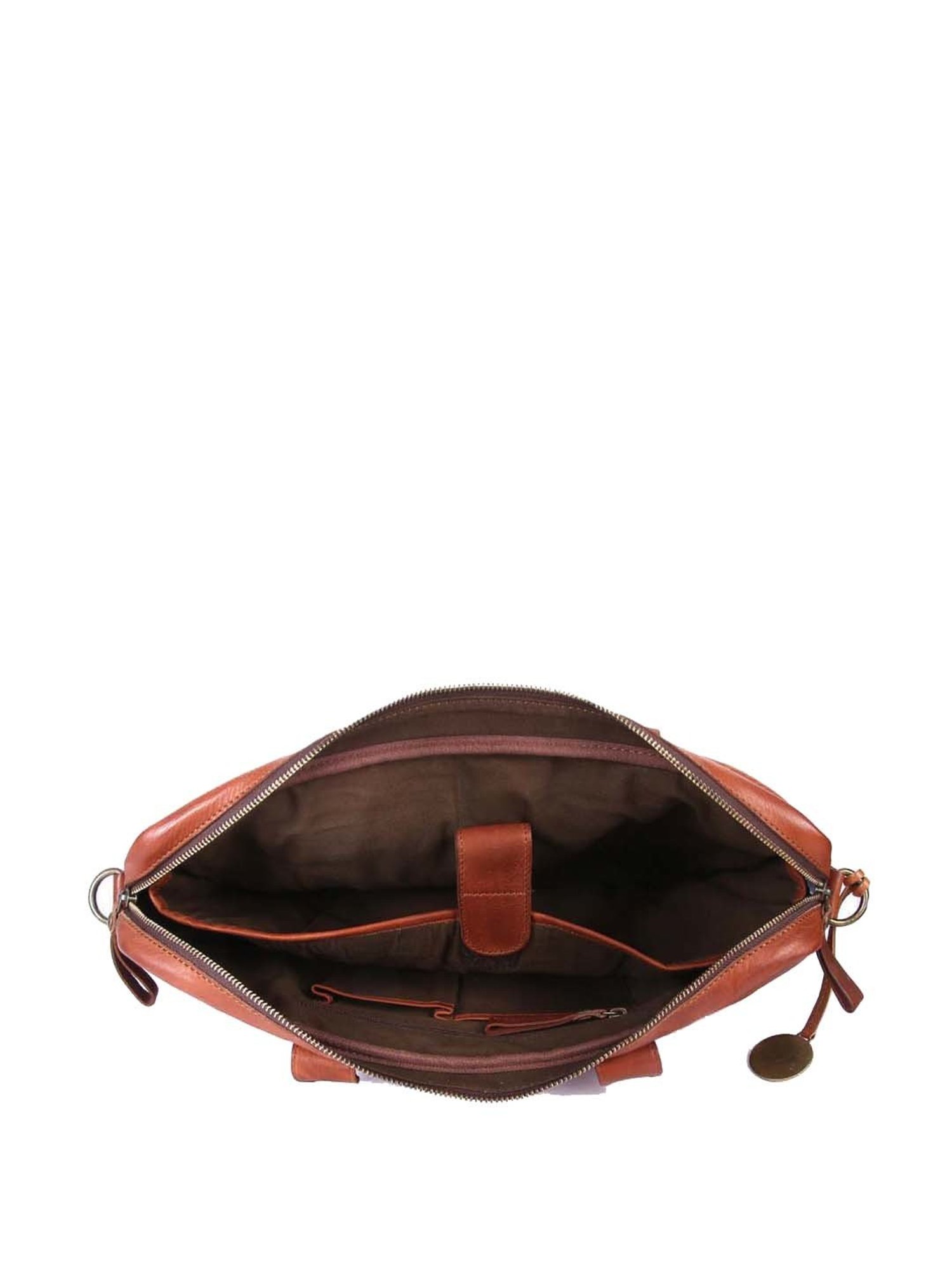 KOMPANERO Tan Leather Medium Messenger Bag