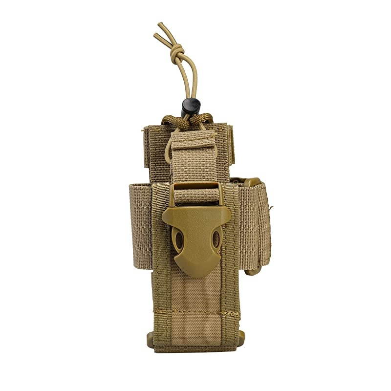 Versatile Radio Holder Case Interphone Pouch, Adjustable Storage Tools Pouch, Multi-Functional Tactical Molle Two Way Radio Holster, Walkie Talkie Heavy Duty Holder Case (Tan)