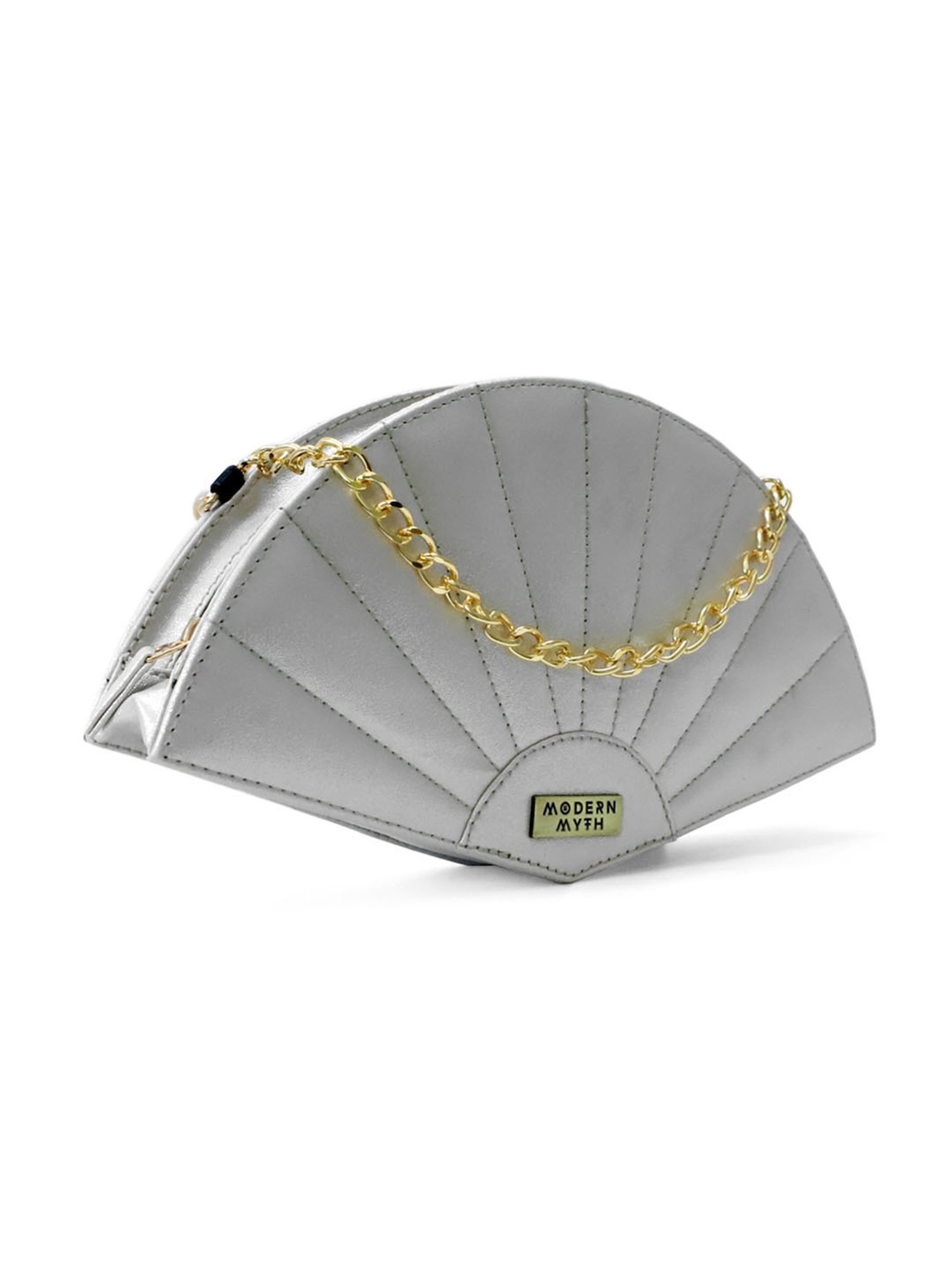 Modern Myth Silver Medium Fan Cross Body Bag