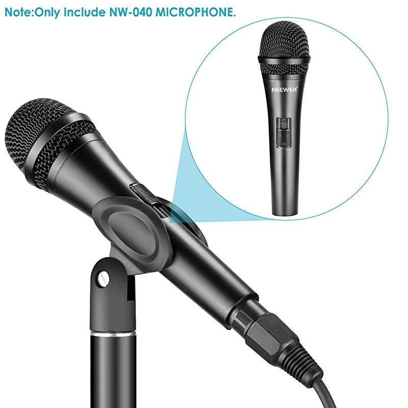 Cardioid Dynamic Microphone with XLR Male to XLR Female Cable Rigid Metal Construction for Professional Musical Instrument Pickup Vocals Broadcasting Speech Black NW040