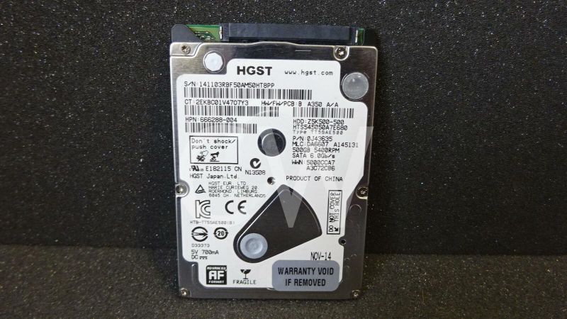 Hitachi HTS545050A7E680 500GB 5.4K 6Gb/s 8MB 2.5in SATA Hard Drive 0J43635