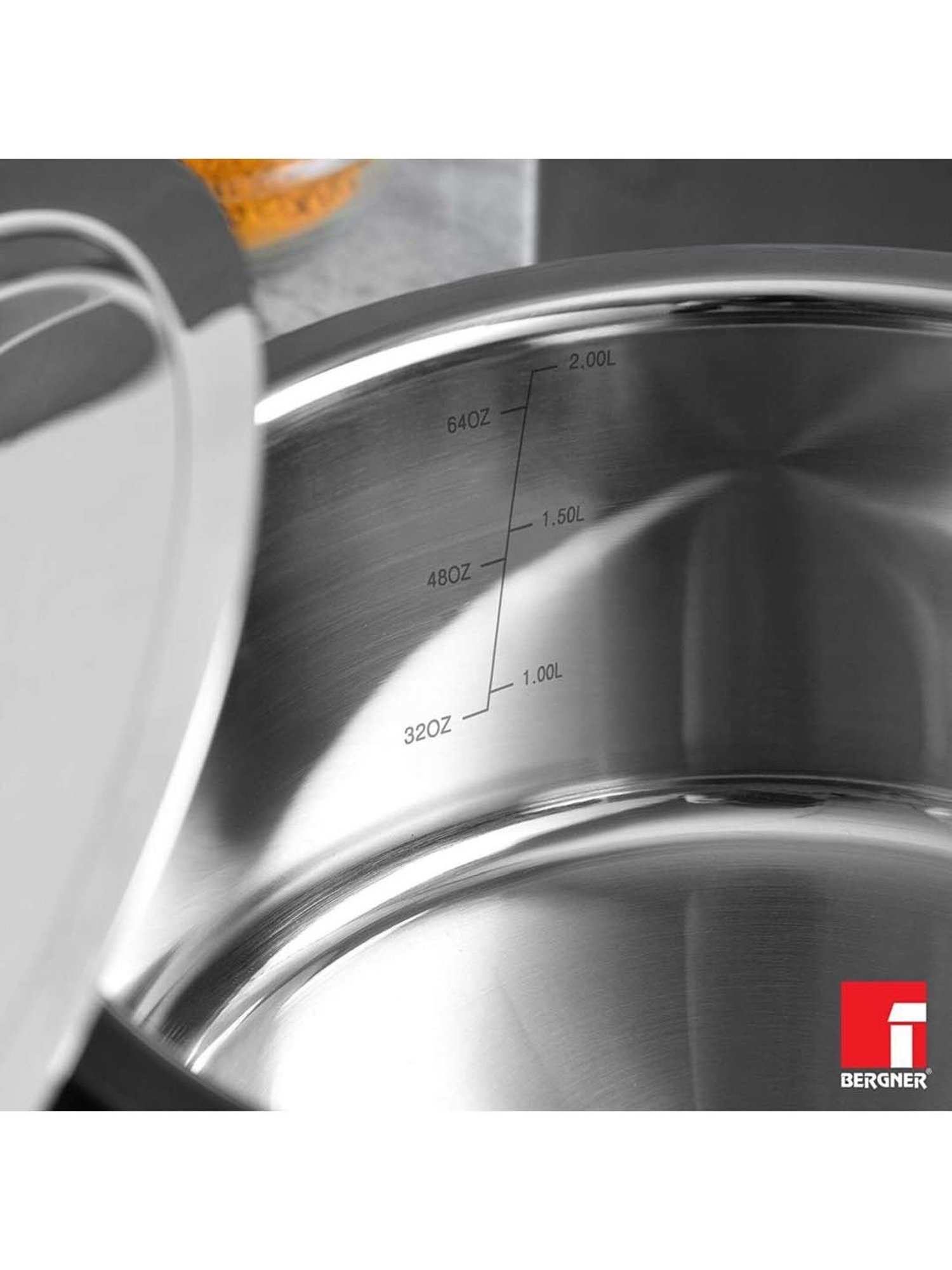 Bergner Argent Triply Silver Stainless Steel 14 cm Induction Patila Pot With Lid (1 L)