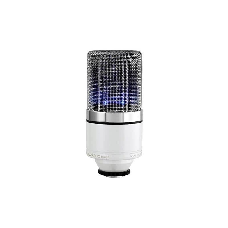 Mics 990 Blizzard Condenser Microphone with Blue LED Lights for Podcasting Voice Overs Studio Recordings
