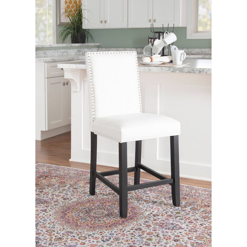 24" Stewart Upholstered Counter Height Barstool - Glitz White - Linon