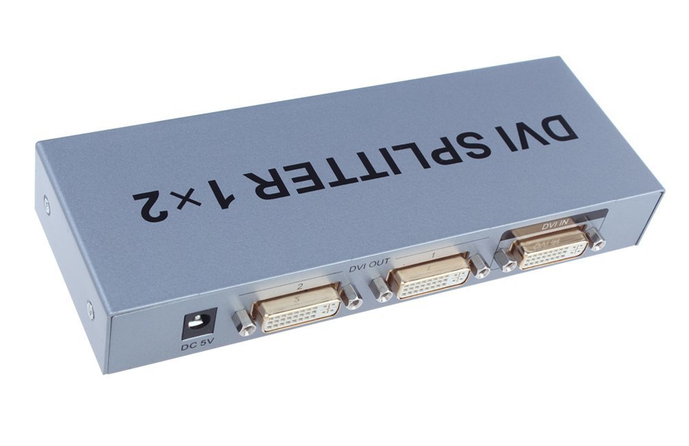 DTECH 2 Port DVI Video Splitter Dual Monitor (1 in 2 out Splits 1 Video Signal to Dual Display) up to 1920x1200 Resolution Supports Cascade Connection(DT7023)