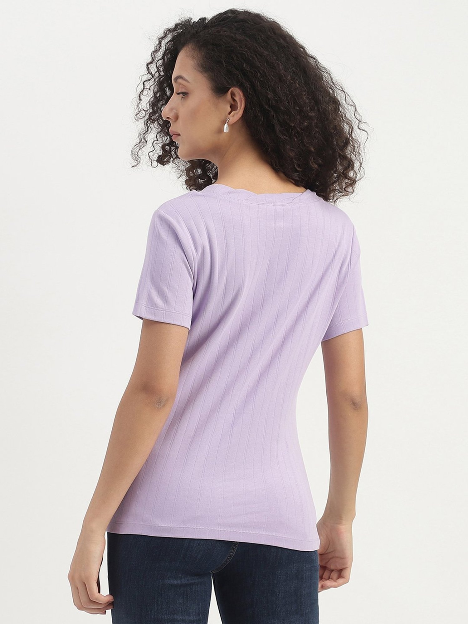 United Colors of Benetton Purple Cotton Striped Top