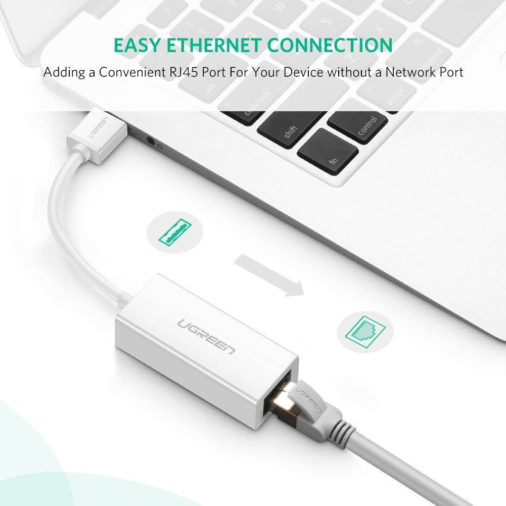 Wanmingtek Ethernet Adapter USB 2.0 to 10/100 Network RJ45 Lan Wired Adapter for Windows 10 8 8.1 7 XP Mac OS laptop PC Chromebook Smart, White