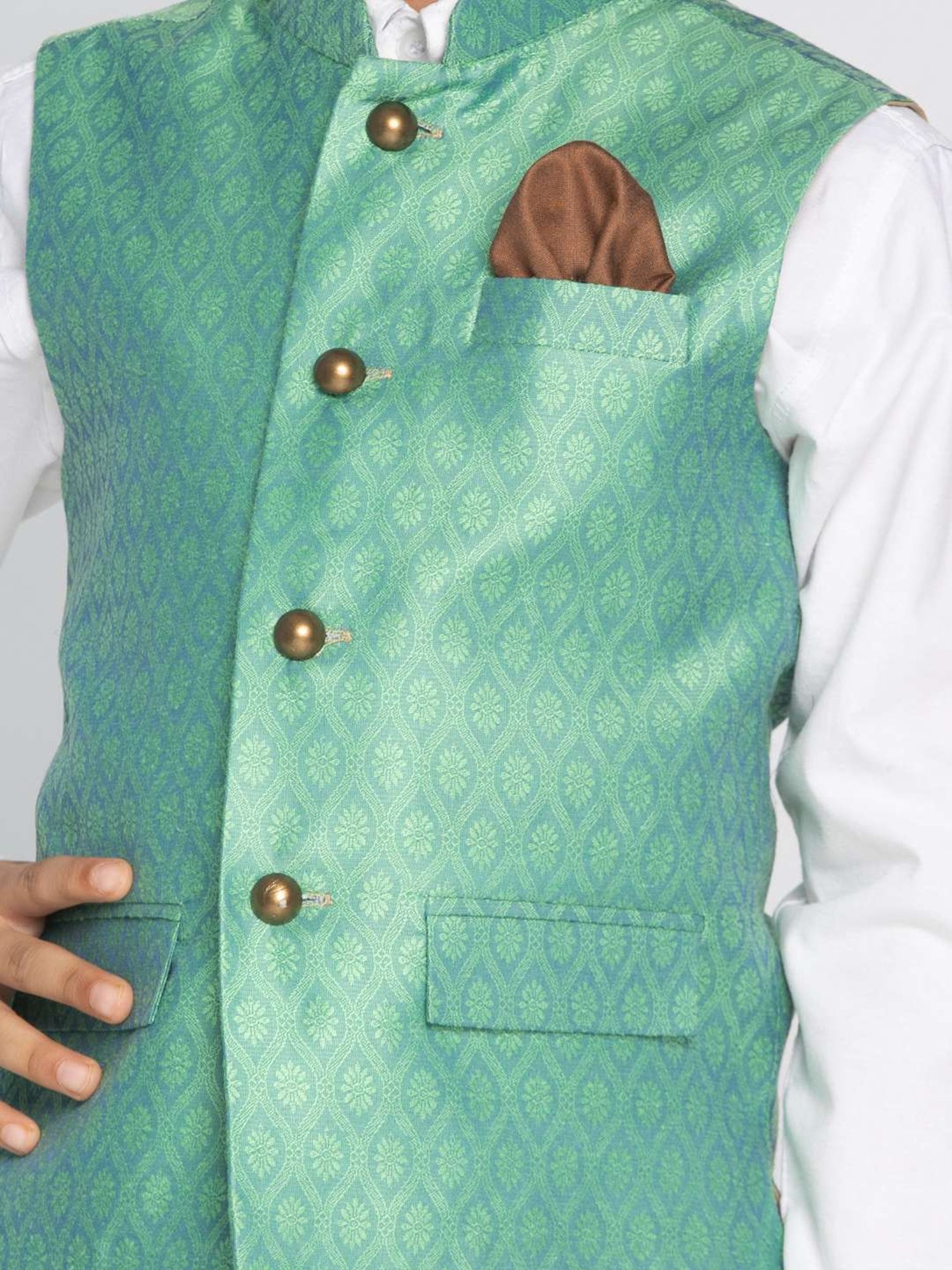 Crimsoune Club Kids Mint Solid Full Sleeves Blazer