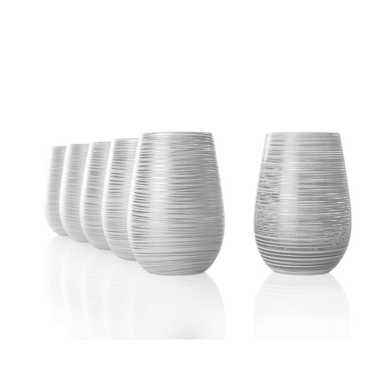 16.5oz 6pk Glass Olympia Twister Tumbler Drinkware Set White/Silver - Stolzle Lausitz