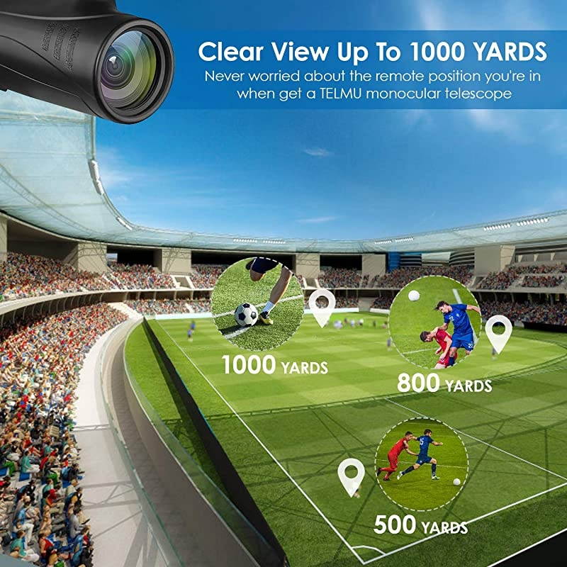 10X42 Monocular Telescope IPX7 Waterproof with Smartphone Holder BAK4 Prism and FMC Objective Lens Ideal for Bird Watching Concerts Viewing Hunting