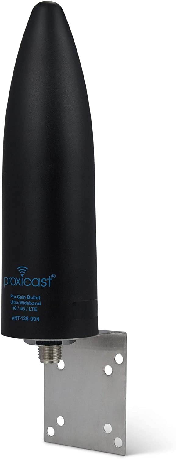 Proxicast 7 dBi Pro-Gain Bullet 4G / LTE or WiFi Omni-Directional Wideband Antenna with Stainless Outdoor Pole/Wall/Rail Mount - Black for Verizon AT&T T-Mobile and Others