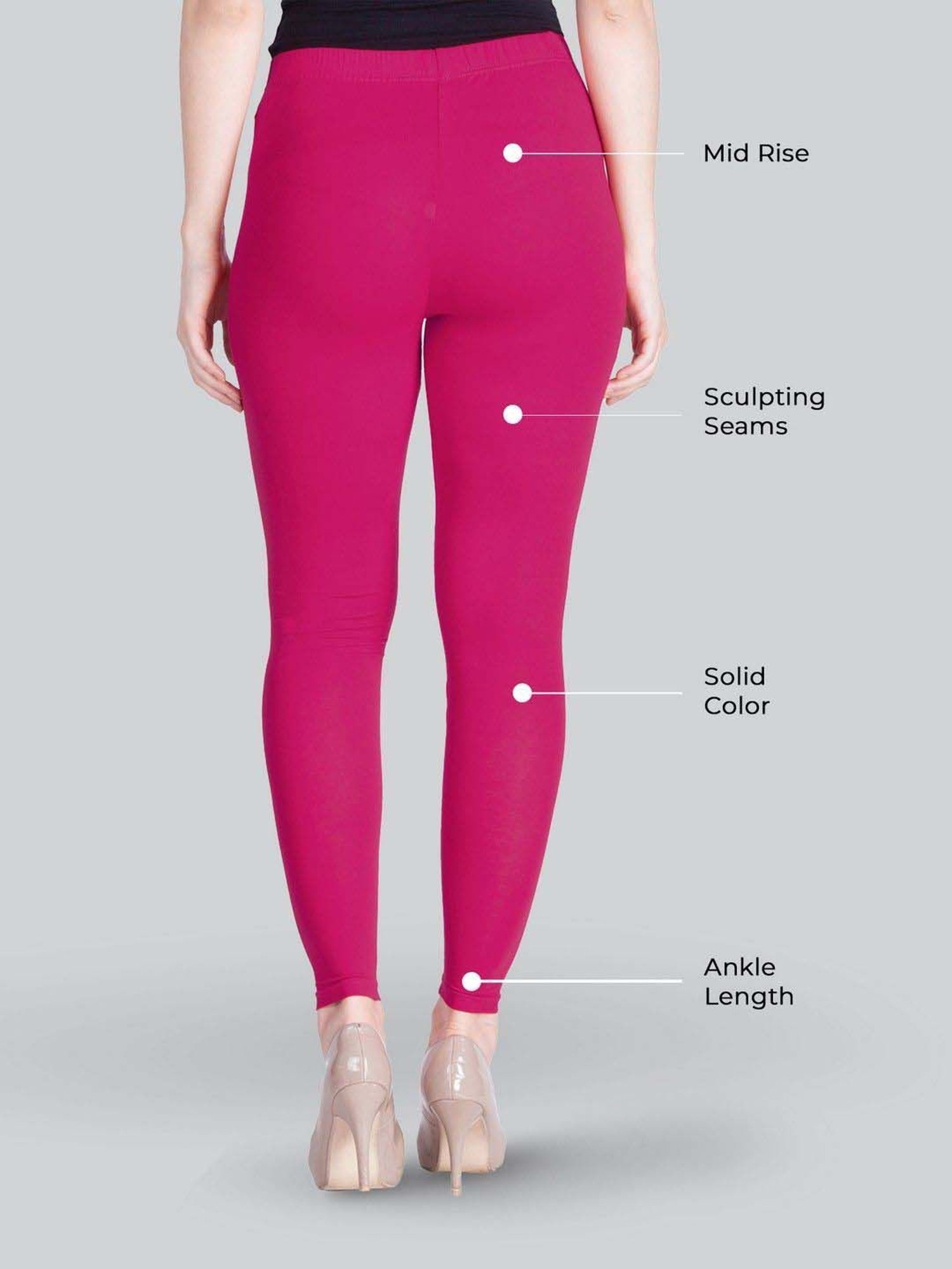 Lyra Pink Cotton Ankle Length Leggings
