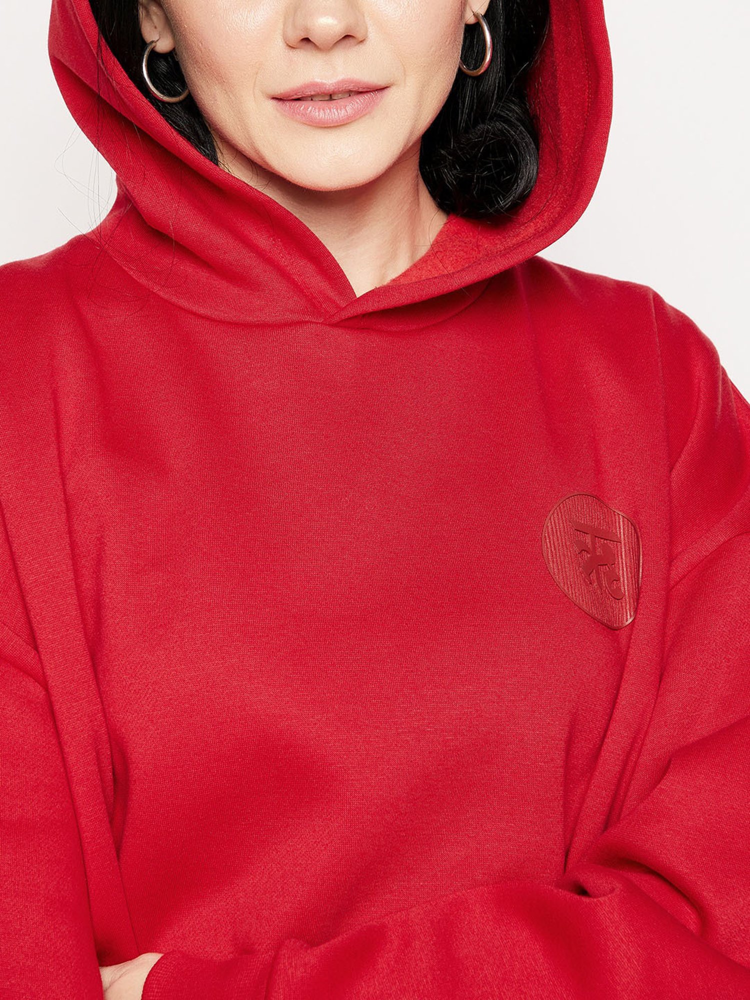 EDRIO Red Fleece Regular Fit Sweatshirt