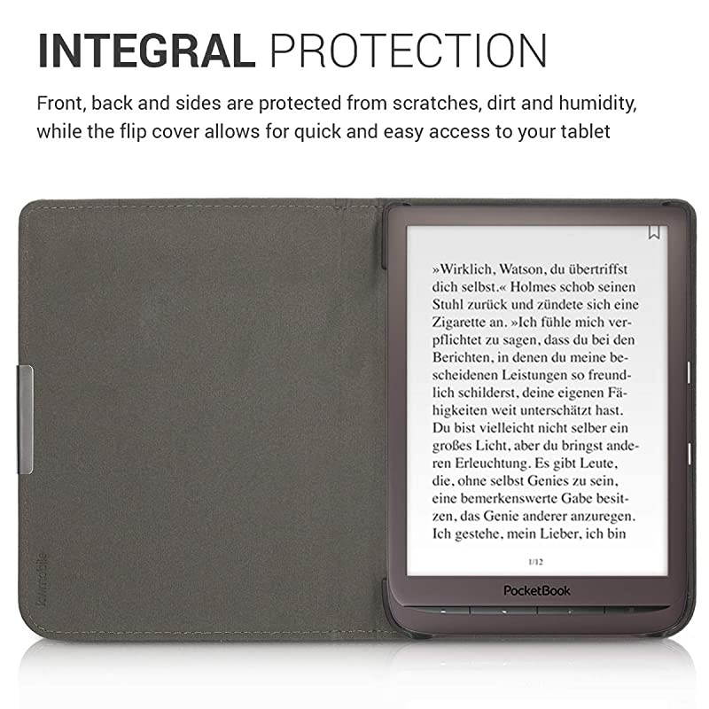Case Compatible with Pocketbook InkPad 33 Pro Book Style Fabric eReader Cover Flip Folio Case Fabric Dark Grey