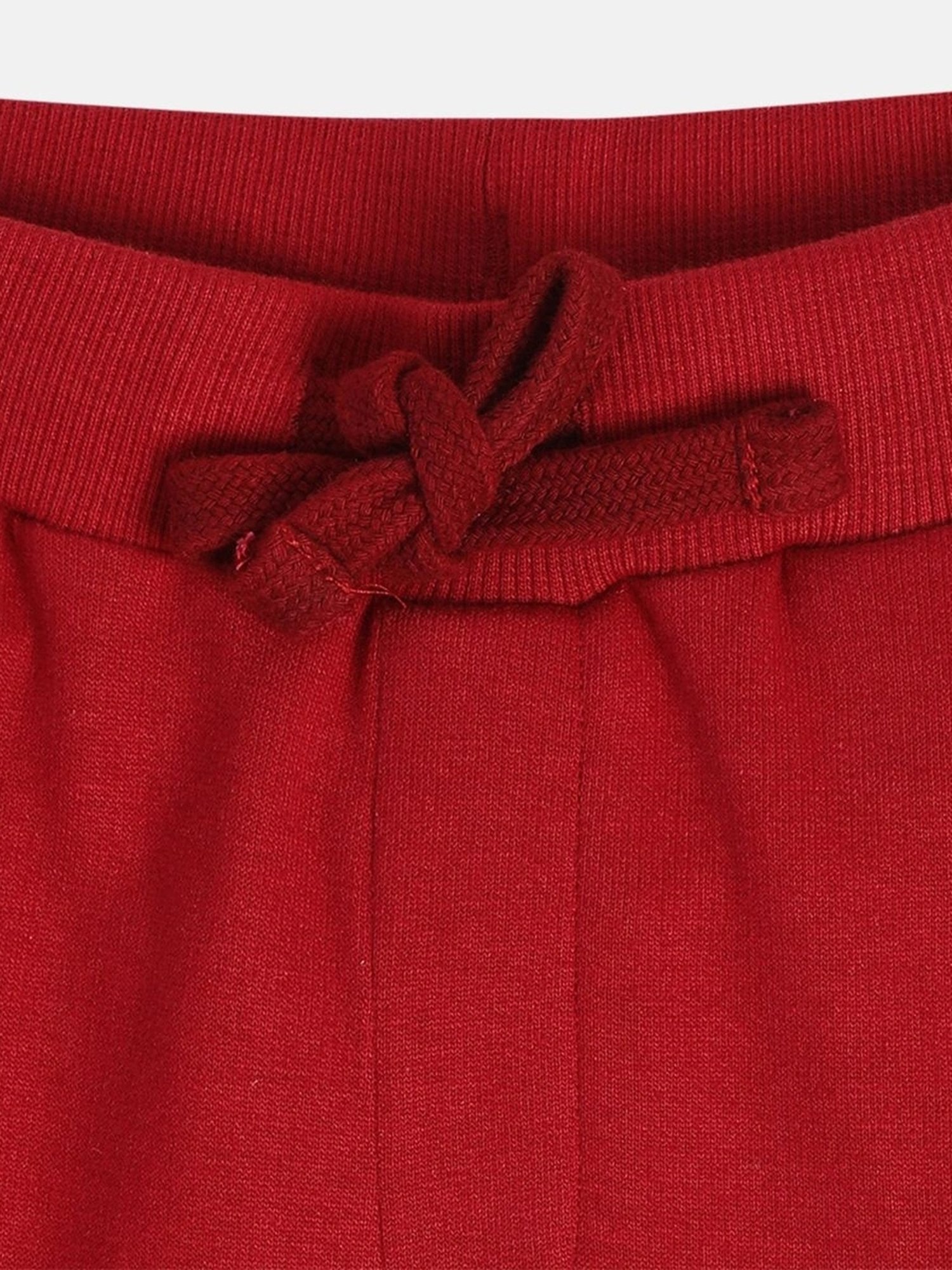 MINIKLUB Boys Red Cotton Printed Full Sleeves Jogger