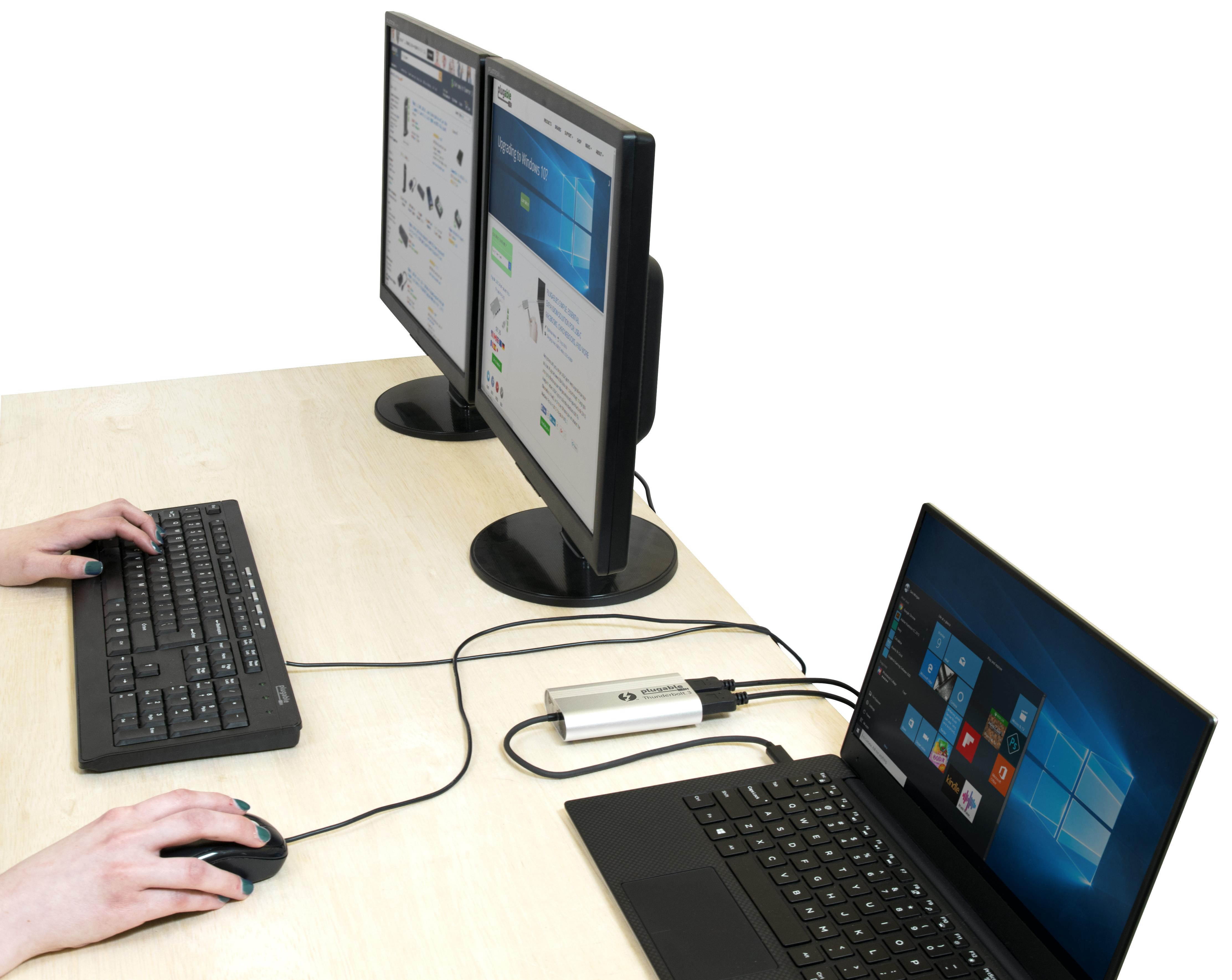 Plugable Thunderbolt 3 to Dual DisplayPort Output Display Adapter for Thunderbolt 3 Windows Systems (Windows Only, Not Mac Compatible, Supports Two 4K 60Hz Monitors Or One 5K).