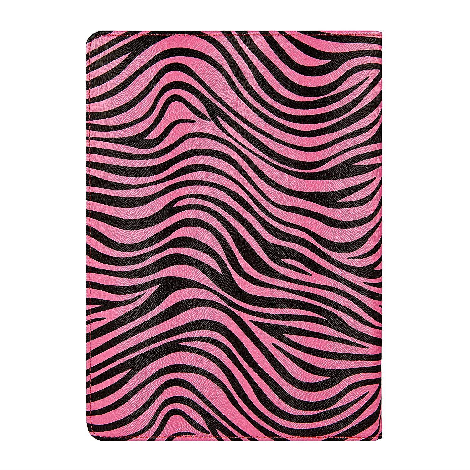 Mary Portfolio Lightweight Hard Cover Case (Pink Zebra) For Apple iPad Air 2 [New iPad Air] + Pink Waterproof Sleeve