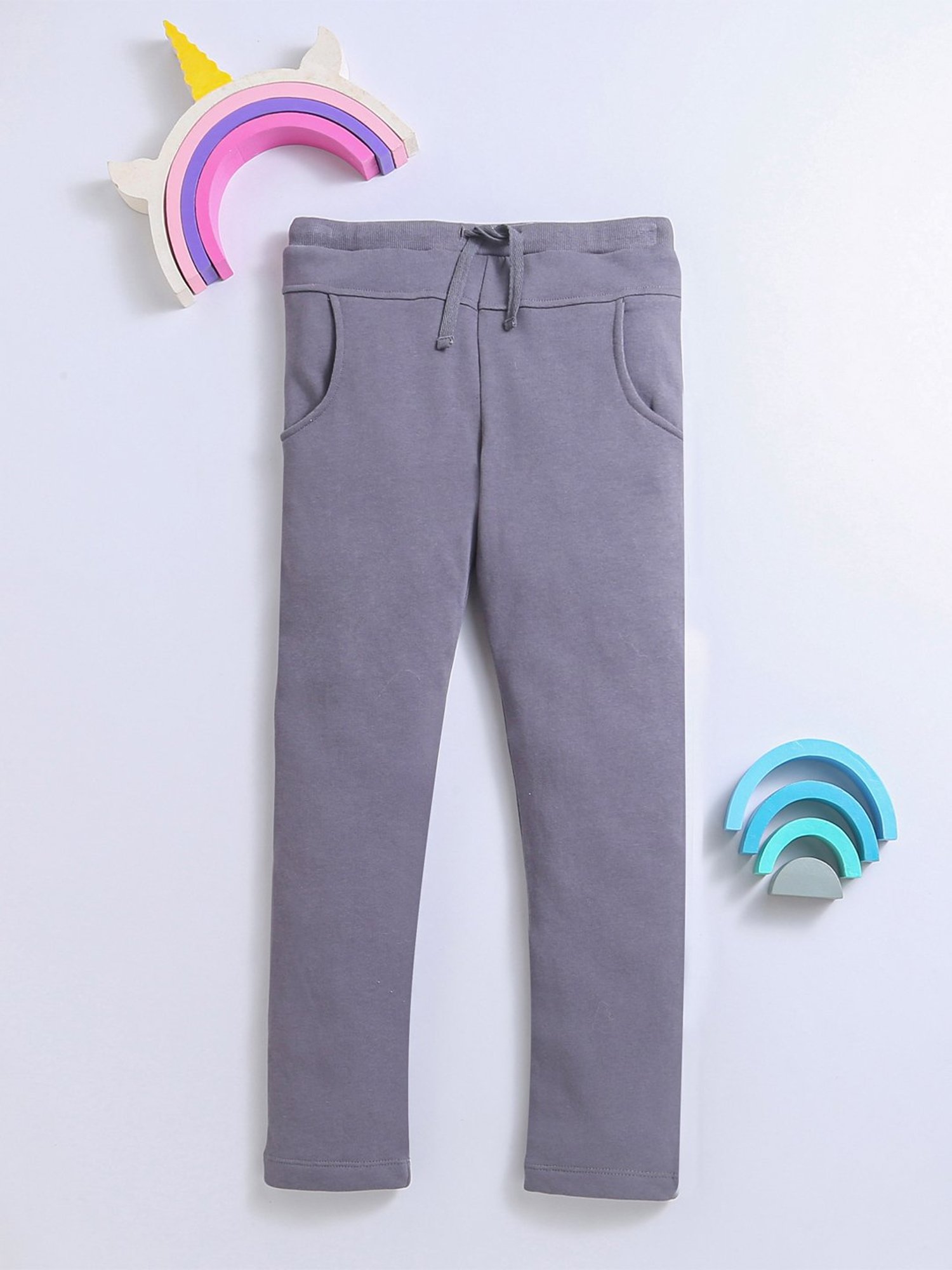 Nino Bambino Boys Grey Solid Trackpants
