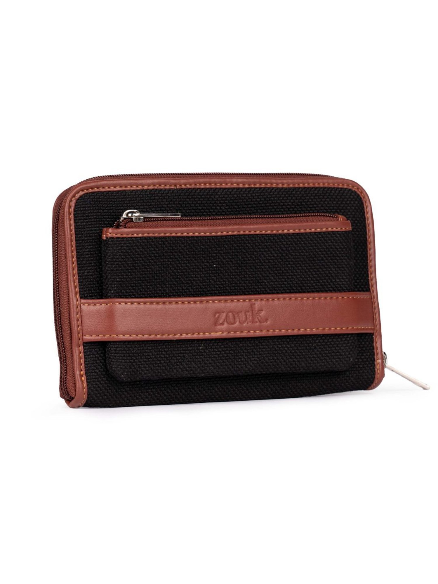 ZOUK Black Printed Zip Around Wallet for Women