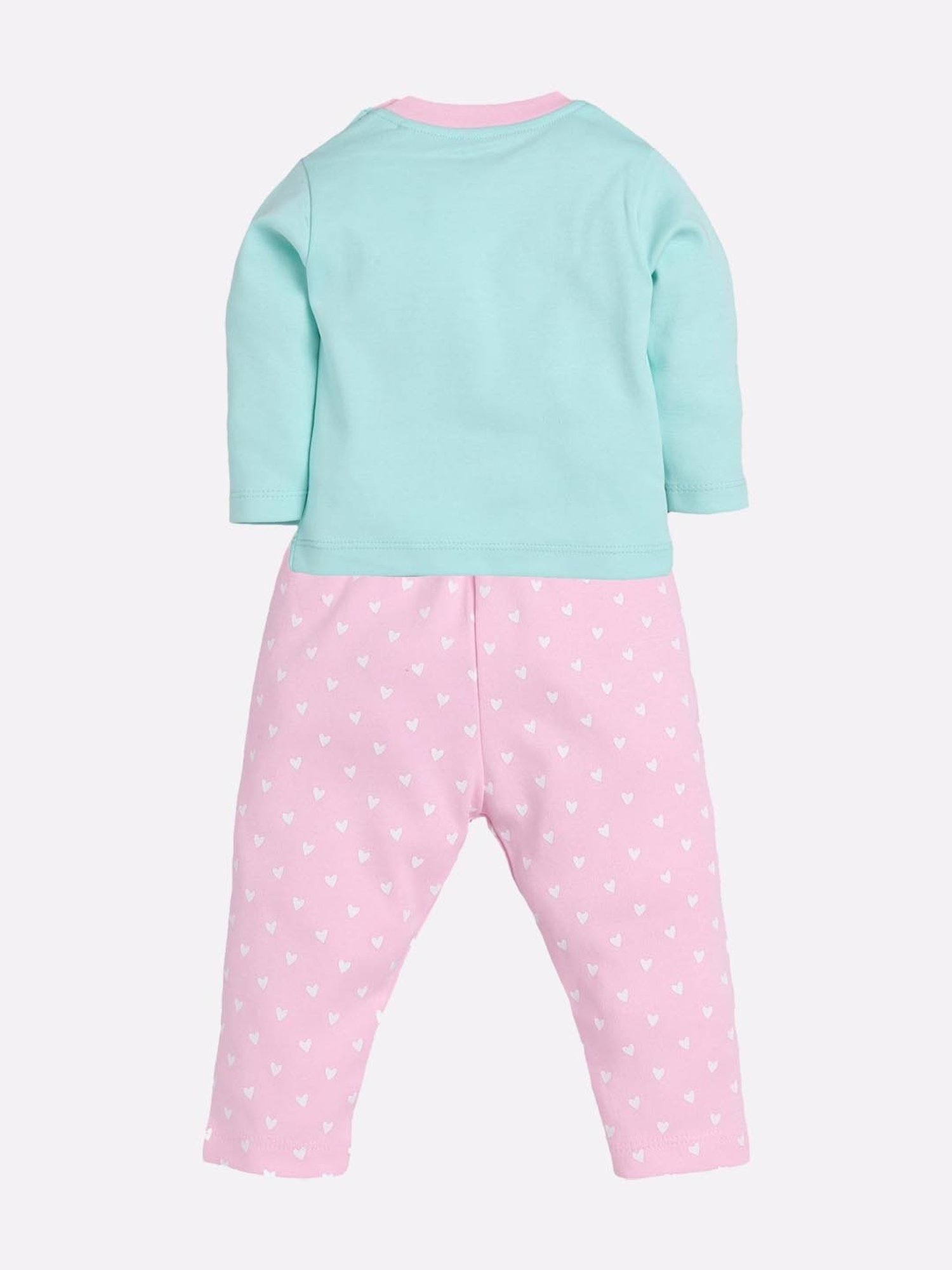 Baby Go Girls Blue & Pink Printed Top with Pyjamas