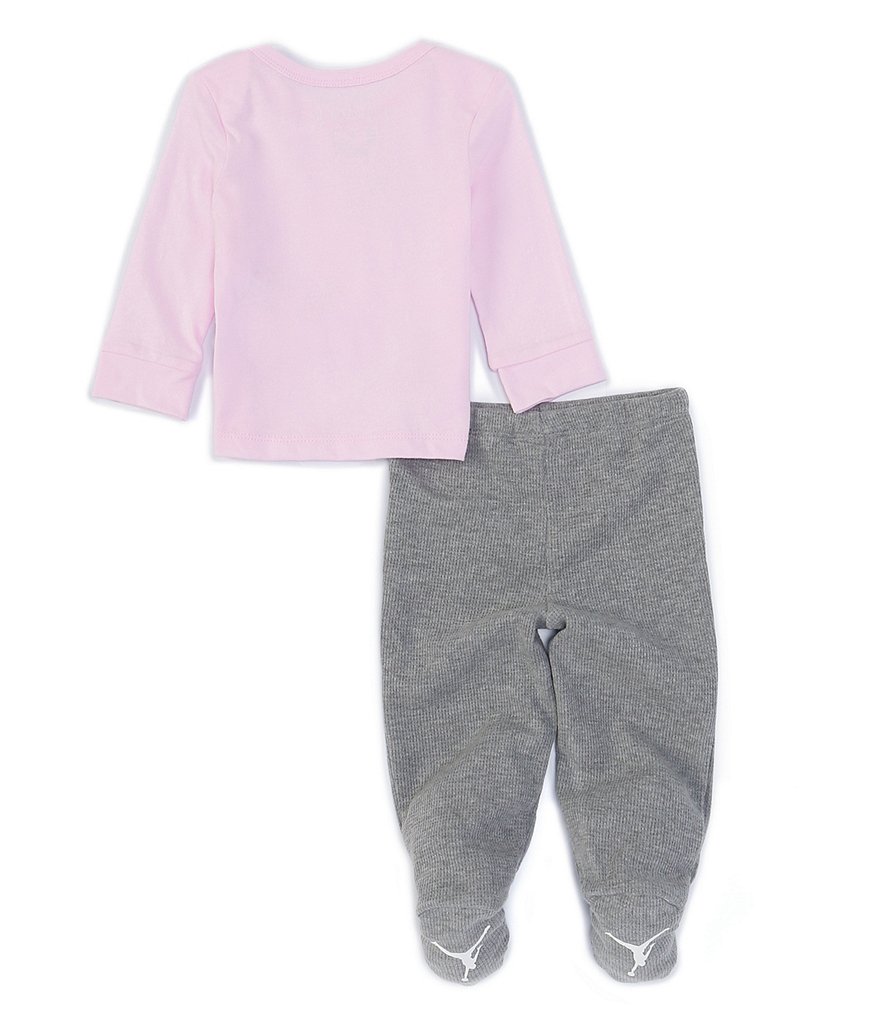 Jordan Baby Girls Newborn-9 Months Long-Sleeve Tee & Thermal Footed Pant Set