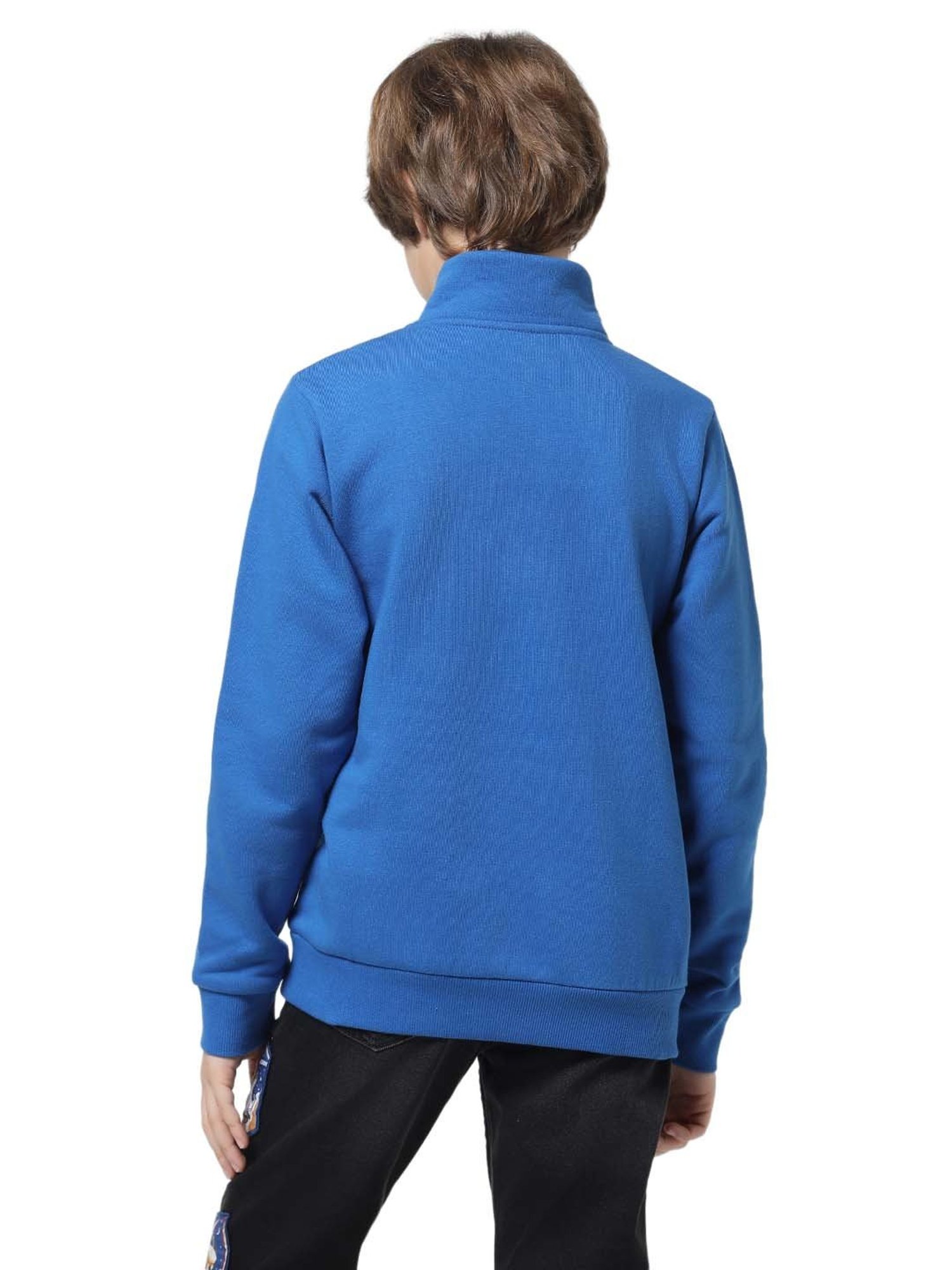 Jack & Jones Junior Blue Embroidered Full Sleeves Sweatshirt