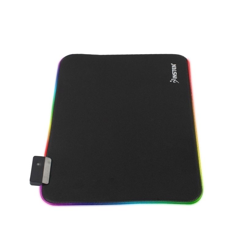 INSTEN - Gaming RGB LED Mouse Pad Medium Size, Gaming Smooth Low-Friction Fabric with Anti-Slip Rubber Base, fits with Optical, Laser Mouse