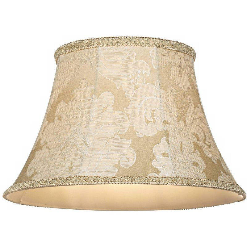 Springcrest Ivory Brocade Large Lamp Shade 10" Top x 17" Bottom x 11" High (Spider) Replacement with Harp and Finial