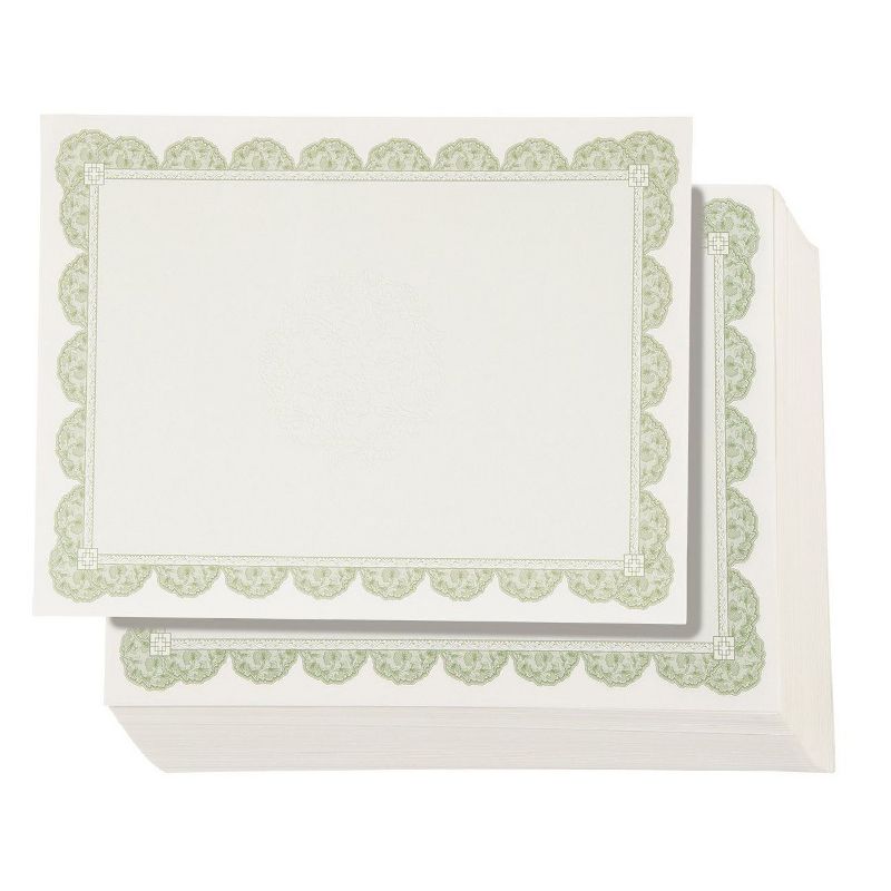 Best Paper Greetings 96-Pack Ivory Blank Certificates Award Paper Sheets with Green Border, A4 Letter Size 8.5 x 11 in