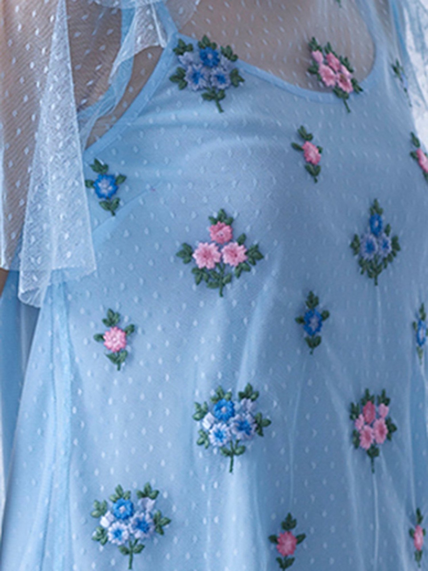Cover Story Blue Embroidered Top