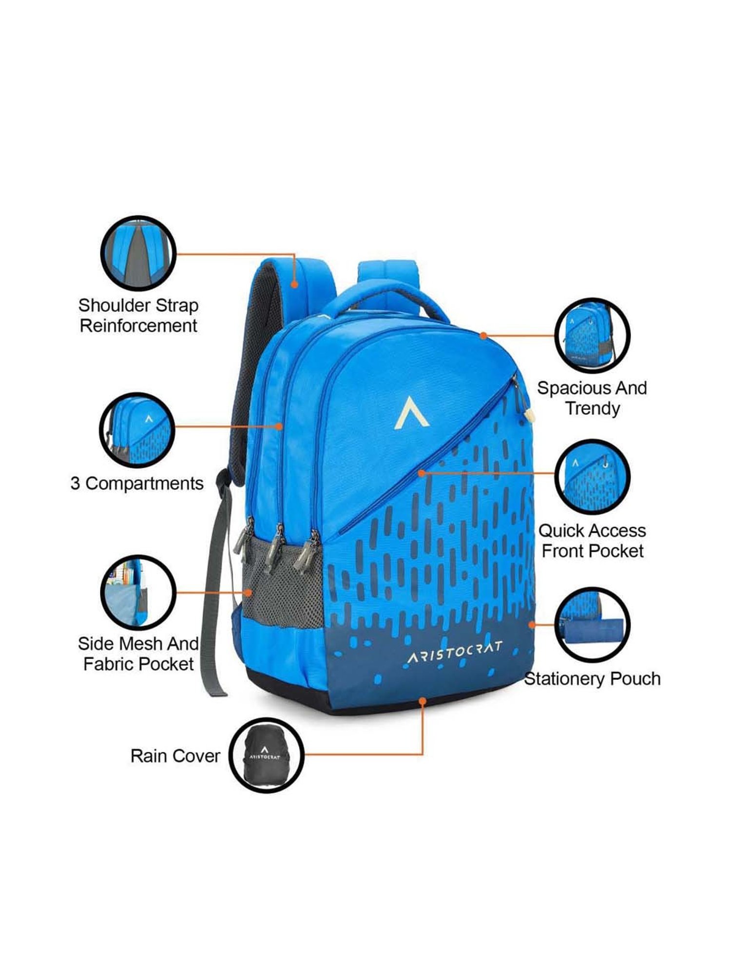 Aristocrat 32 Ltrs Blue Medium Backpack