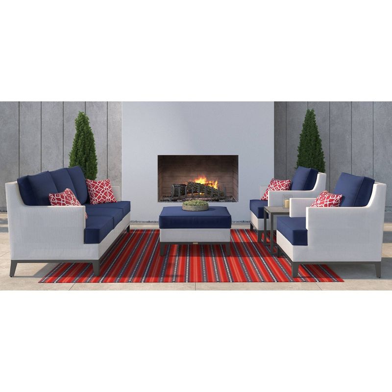 Hampton Outdoor Mesh Chair with Cushions - White & Navy - Finch