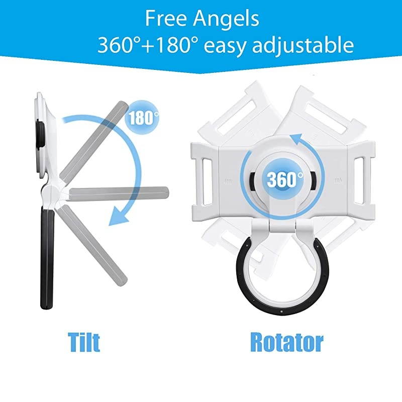 Tablet iPad Hand Grip Holder for iPad Drawing, ebook Reading, Working, Free Angles Portable Hanging on Wall, 2 Brackets Fits 6.6 to 9.6 inch Tablet iPad, Kindle Fire Kobo and More, Black