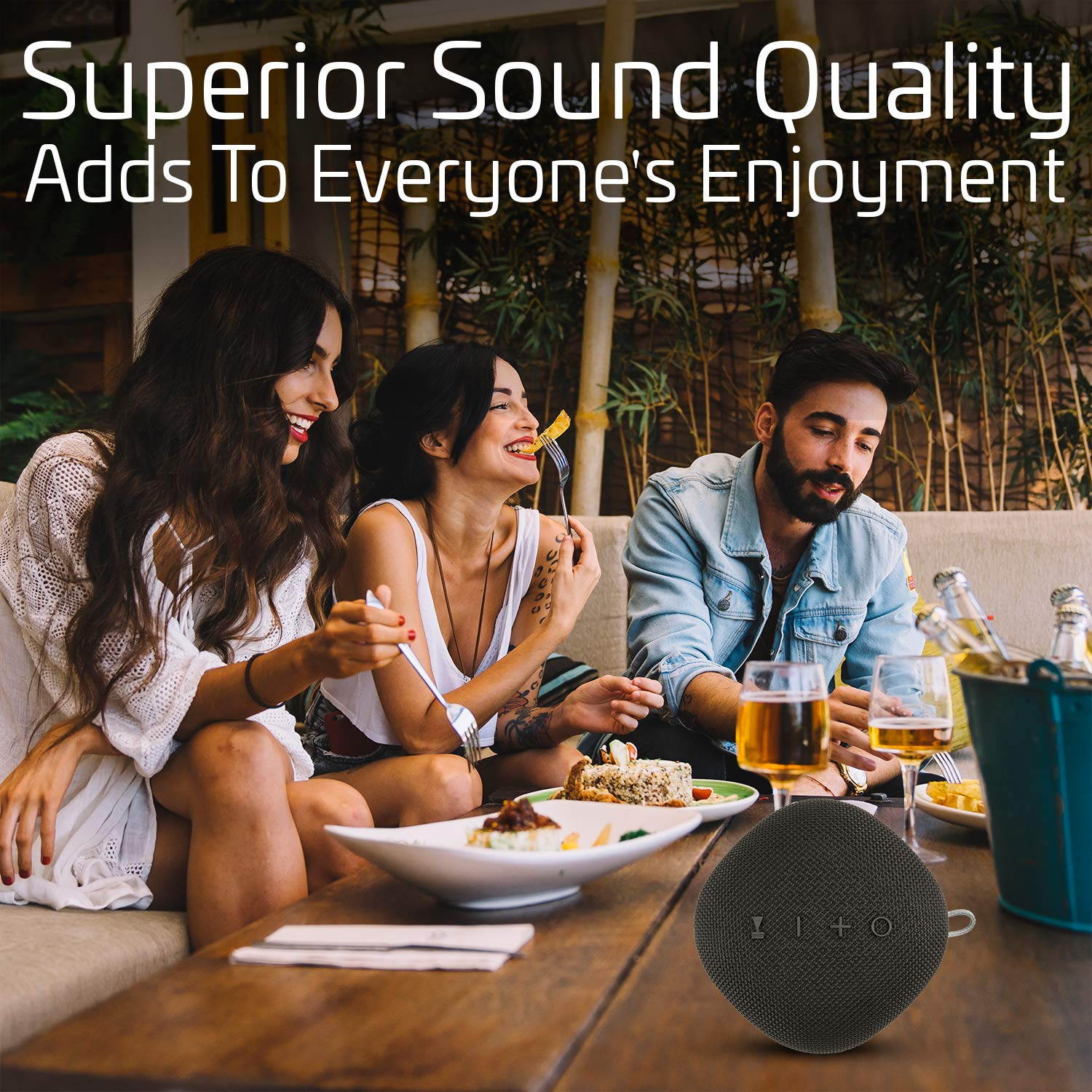 Coby True Wireless Bluetooth Speaker w/Mic | Loud HD Sound | IPX5 Waterproof for Camping, Shower, Travel, Beach Listening |12 Hours of Music | Compact, Portable, and Rechargeable (Black)