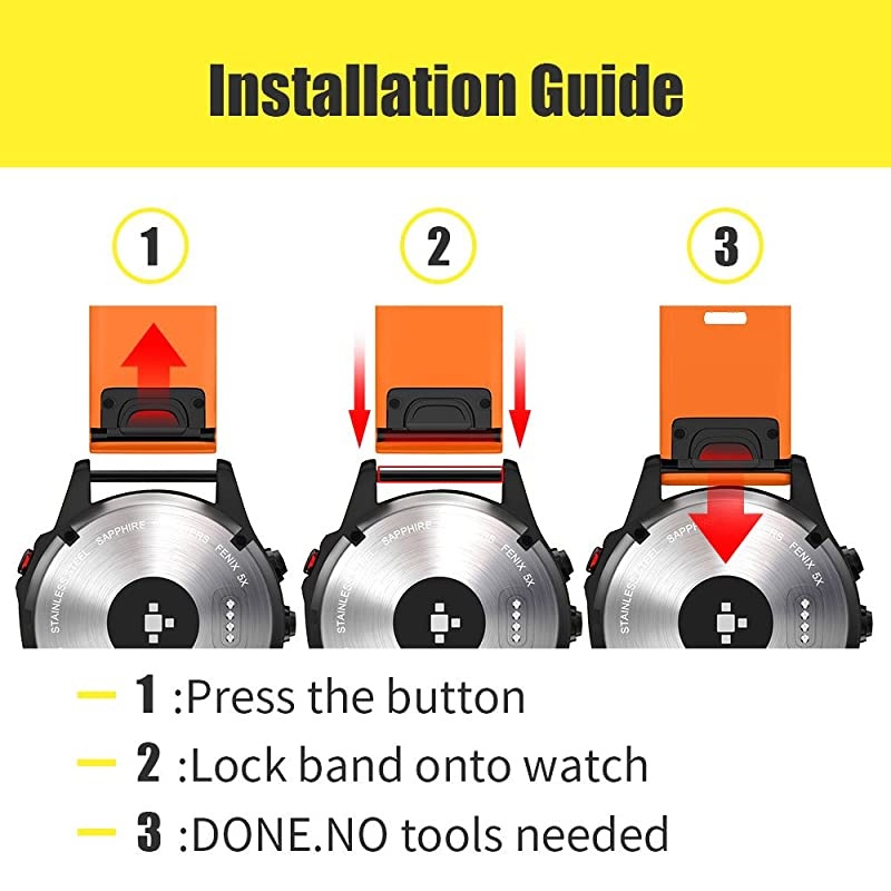 Compatible with Fenix 5 Band Easy Fit 22mm Width Soft Silicone Watch Strap Replacement for Fenix 5Fenix 5 PlusForerunner 935Approach S60Quatix 5 Orange