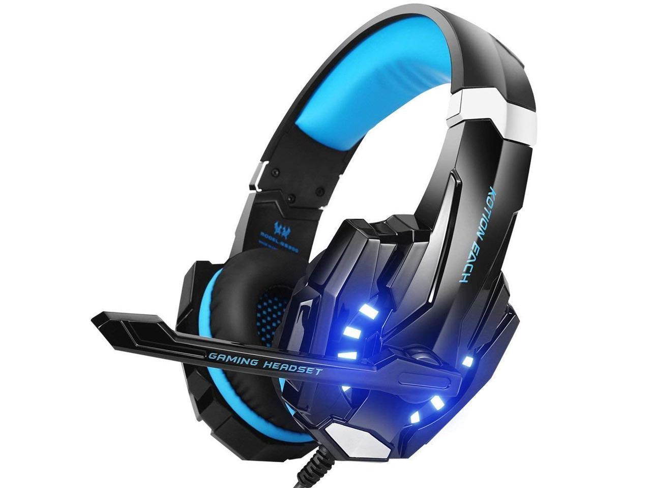 BENGOO G9000 Stereo Headset for PS4, PC, Xbox One Controller, Noise Cancelling Over Ear Headphones with Mic, LED Light, Bass Surround, Soft Memory Earmuffs for Laptop Mac Nintendo Switch Games