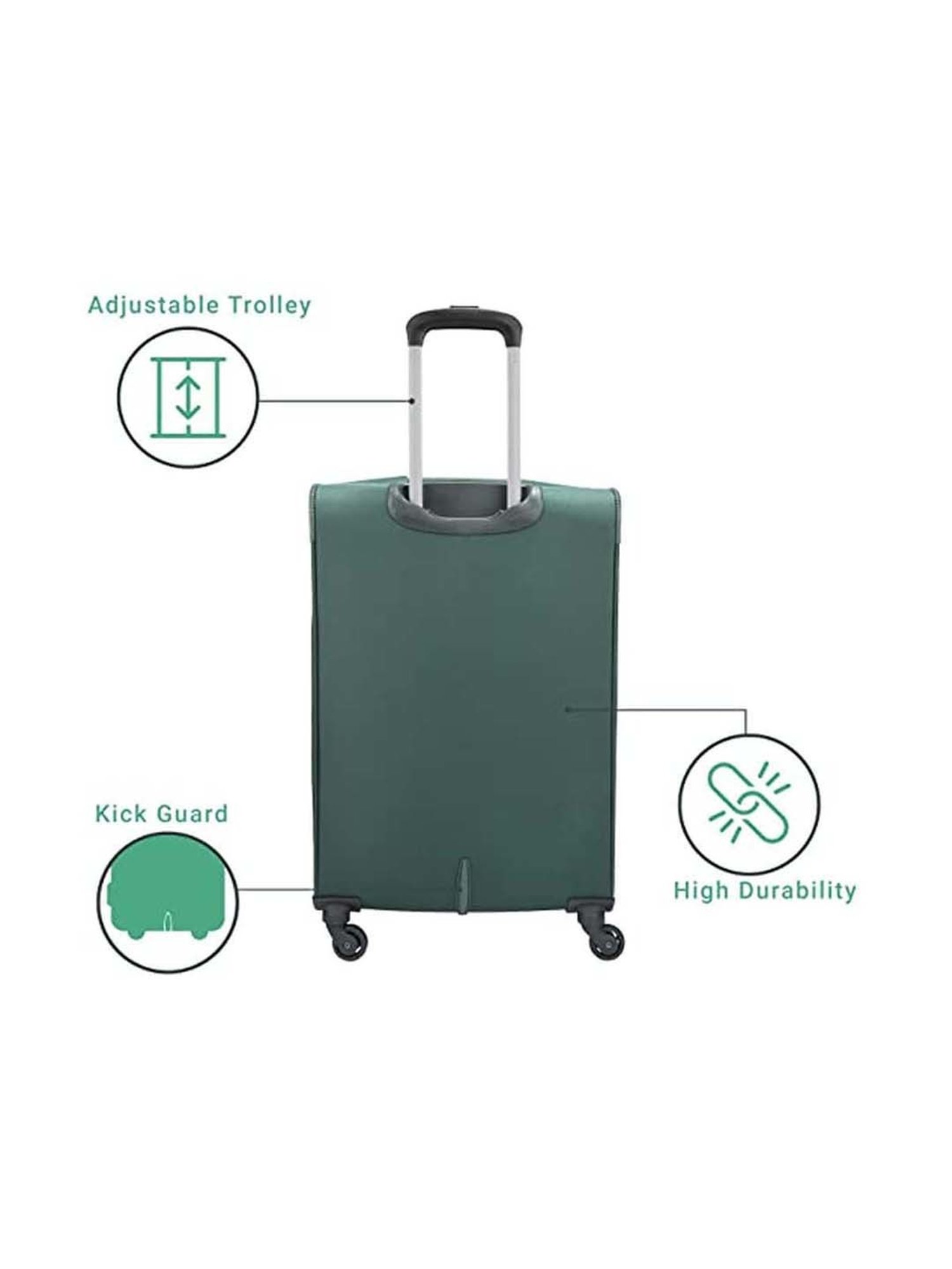 Aristocrat Commander Forest Green Solid Soft Medium Trolley Bag - 31 cm