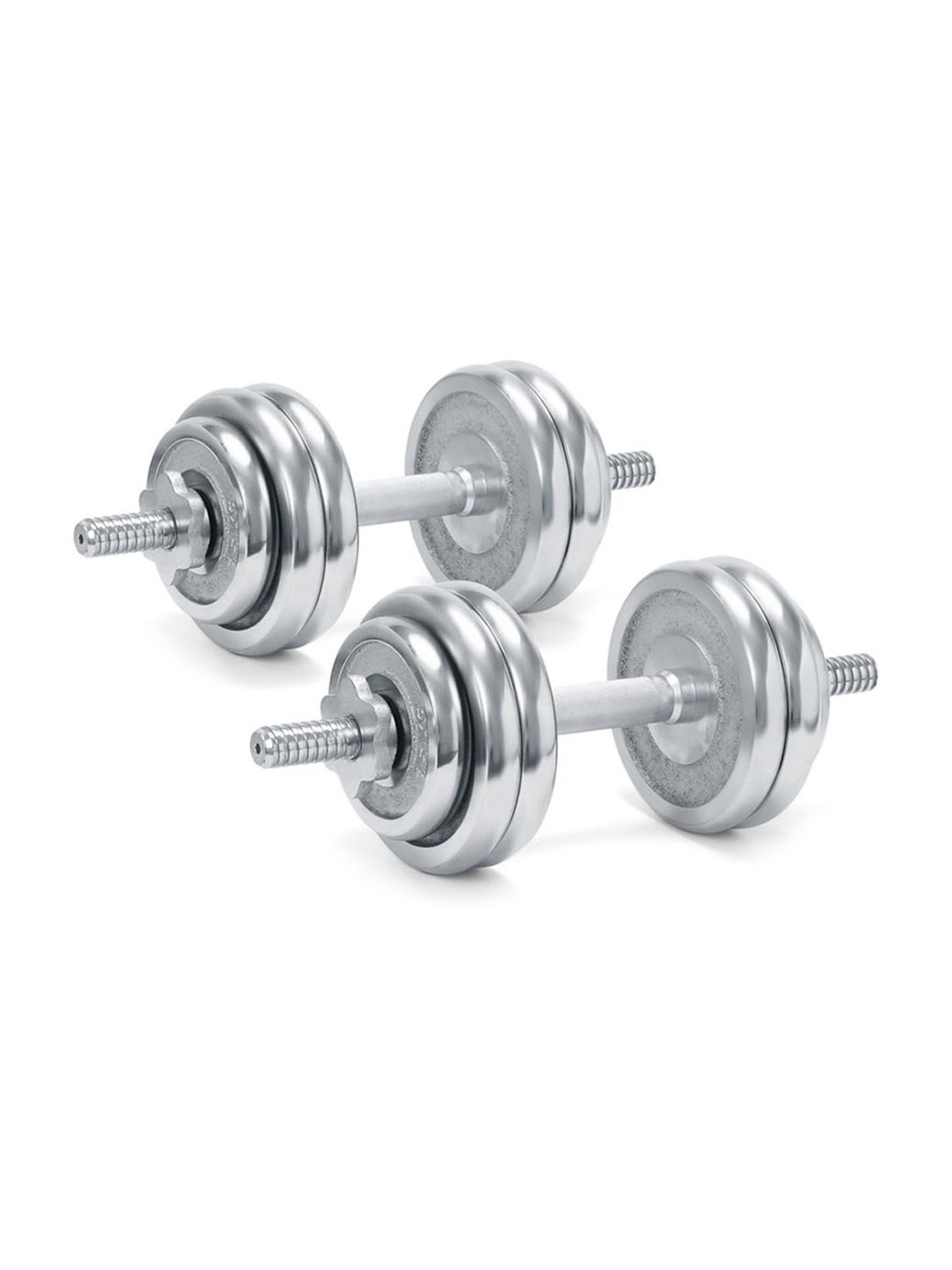 KAKSS Cast Iron Chrome Plated Dumbbells (Silver) Size - 10KG