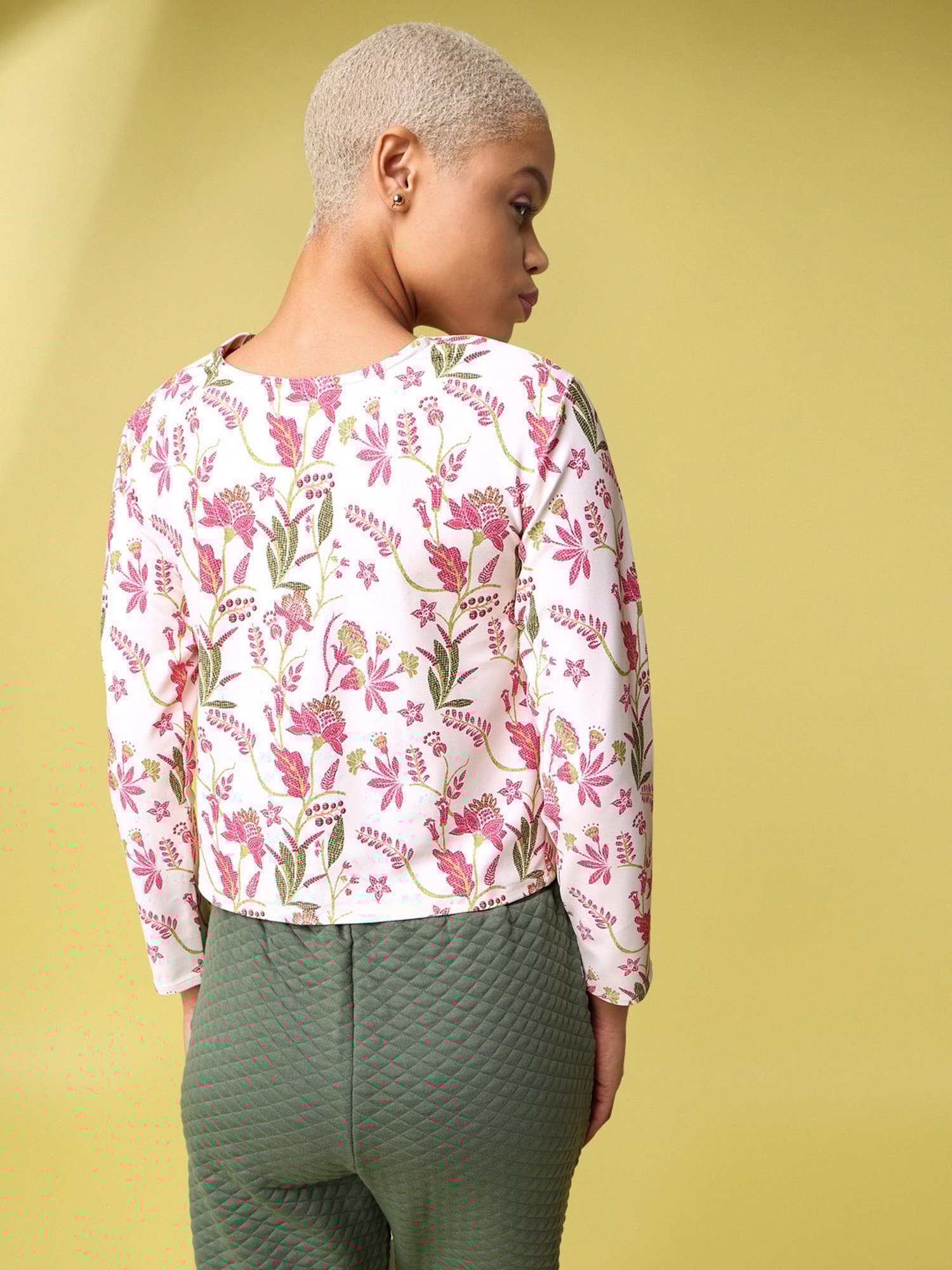 PURVAJA Beige Floral Print Top