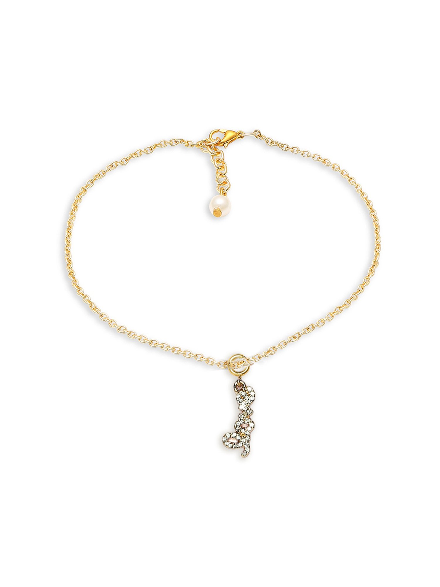 OOMPH Love Charm in Gold-Tone Delicate Fashion Stylish Latest Anklet for Women