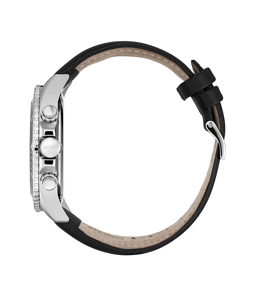 Hugo Boss The Boss Ocean Edition Collection Black Leather Watch
