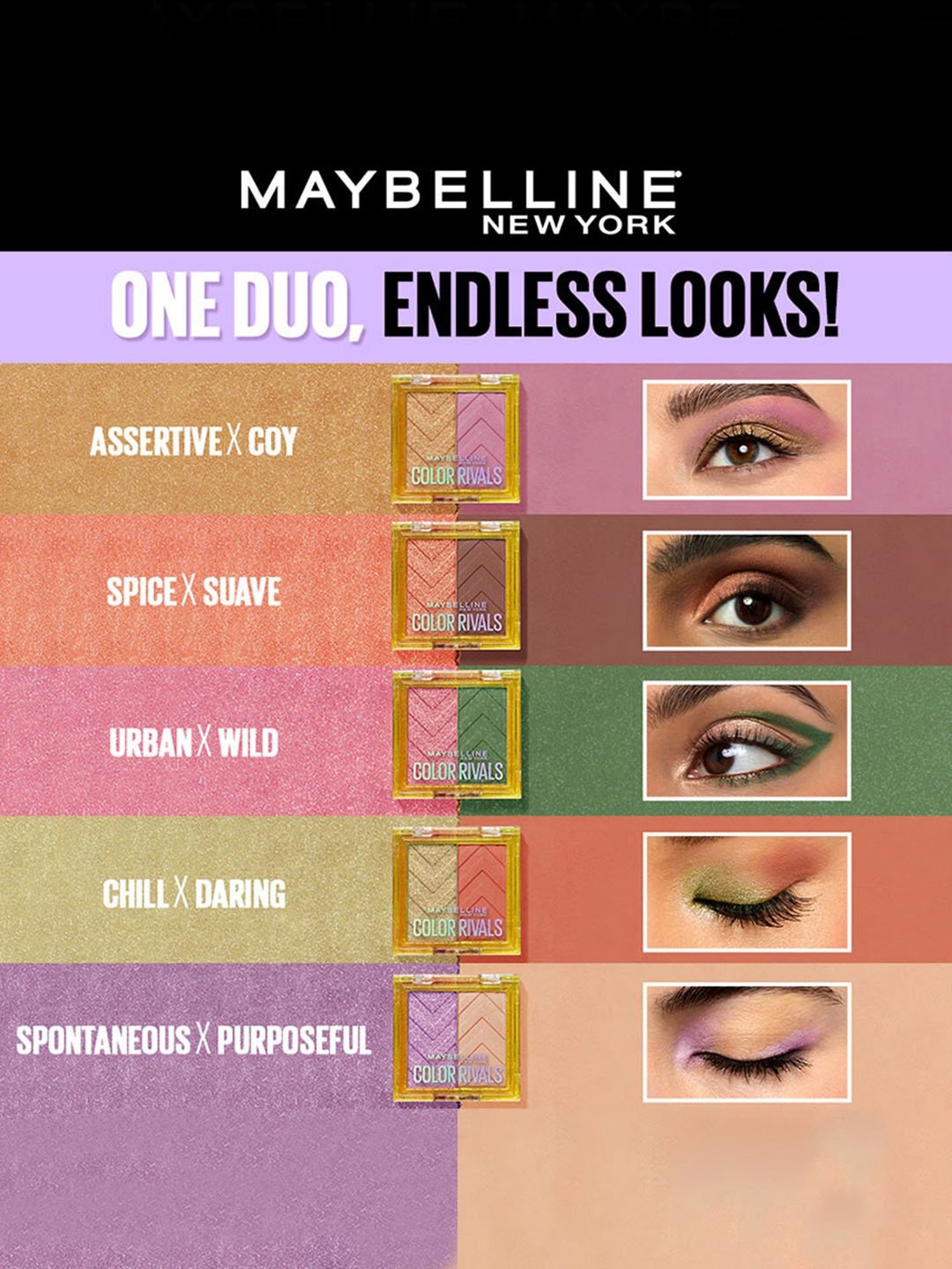 Maybelline New York Color Rivals Duo Eyeshadow Palette Assertive x Coy - 3 gm