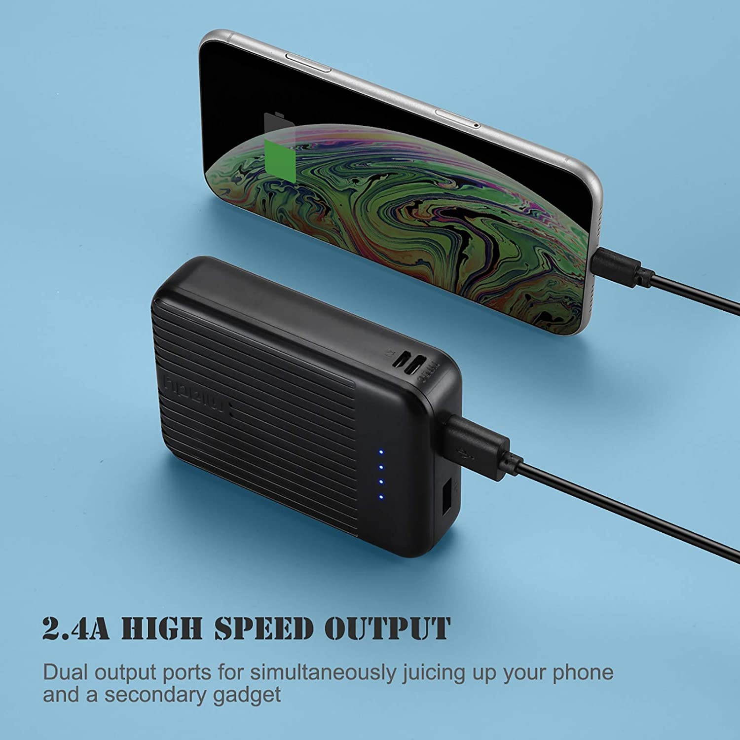 Miady 2-Pack 15000mAh Portable Charger 5V/3A USB-C Fast Charging Power Bank 2.4A Dual Output Ports Portable Phone Charger Compatible with iPhone 11 Samsung Galaxy S10 Note 10 Pixel 4 etc