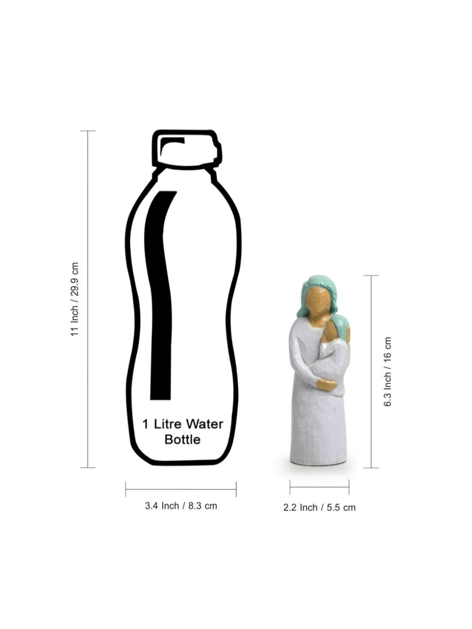 ExclusiveLane Hand-painted White & Light Blue Chedar Wood Pure Love Showpiece