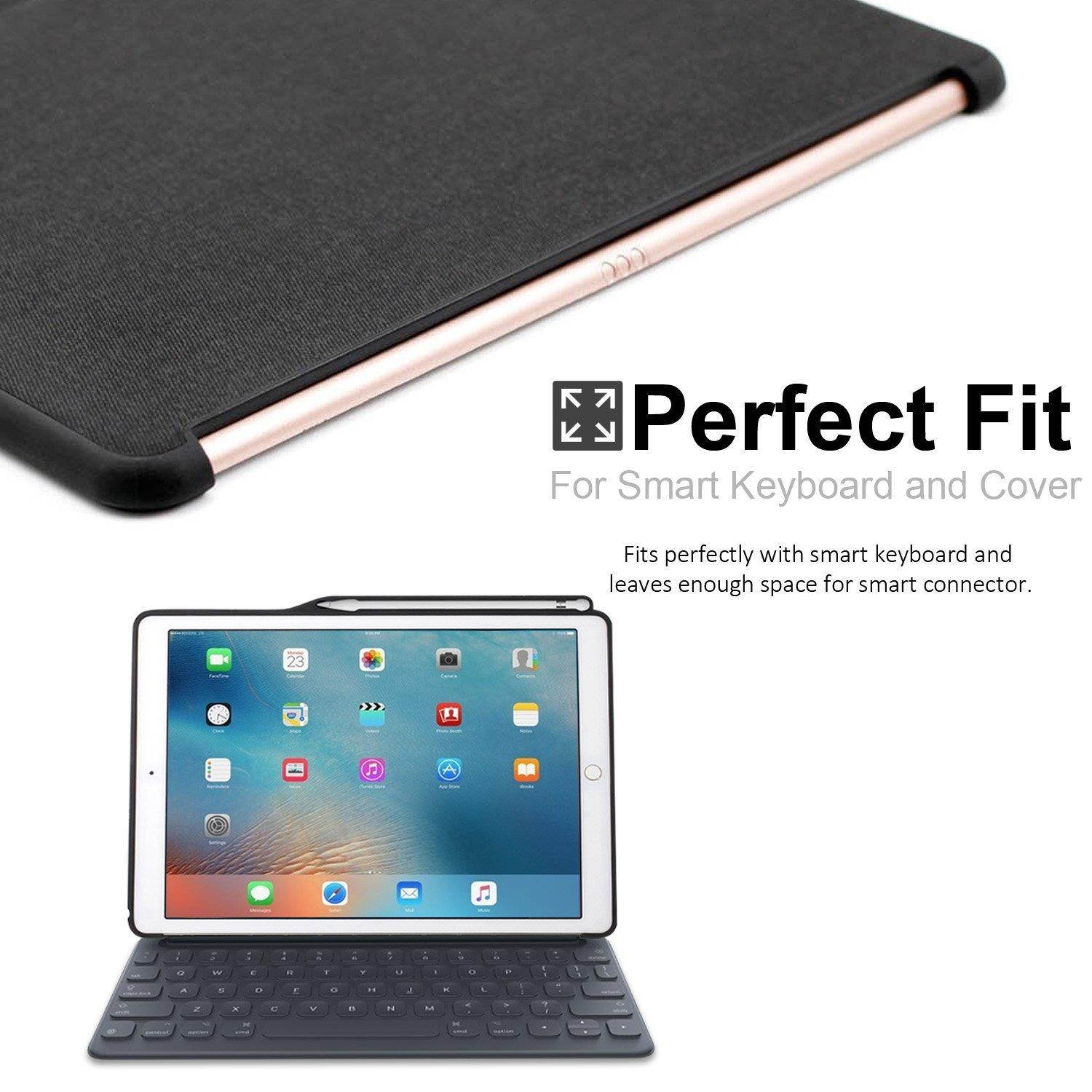 KHOMO iPad Pro 12.9 Inch Back Cover (Compatible with 2015 and 2017 version) - Companion Cover - With Pen holder - Perfect match for smart keyboard
