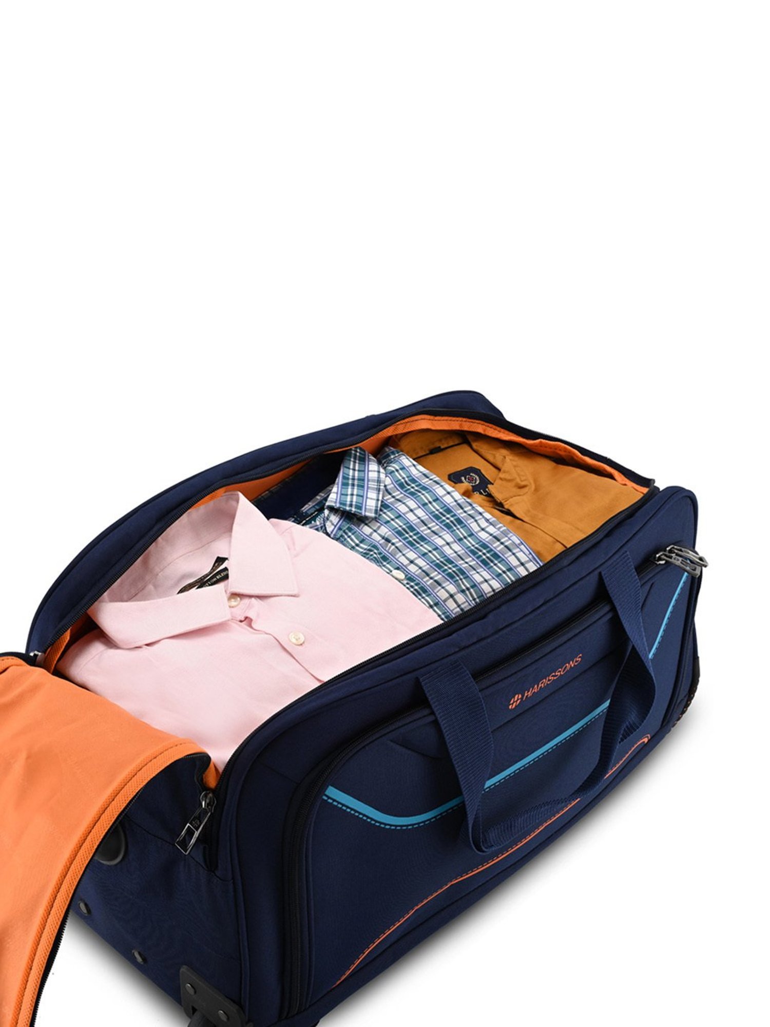 Harissons Blue & Orange Printed Large Duffel Trolley Bag - 24 inch