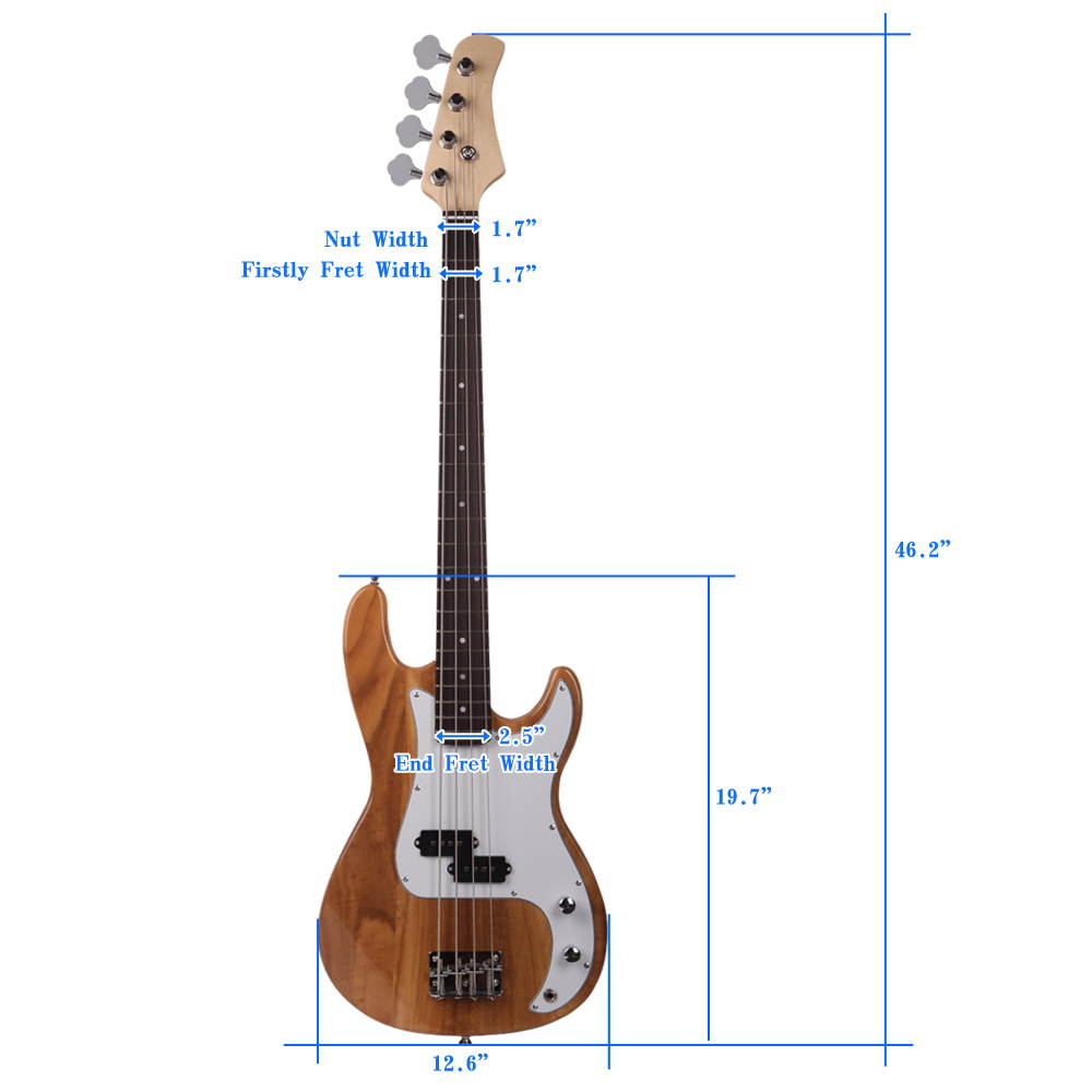 New Professional Wood Color 4-String Electric Bass Guitar